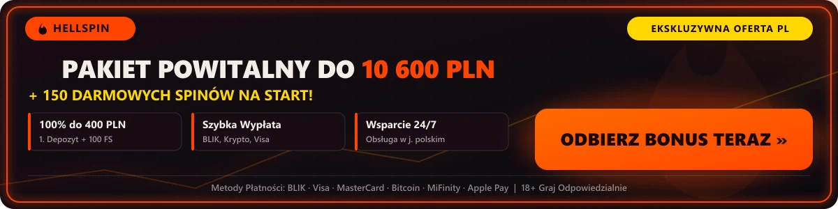 HellSpin — pakiet powitalny do 10 600 zł + 150 FS